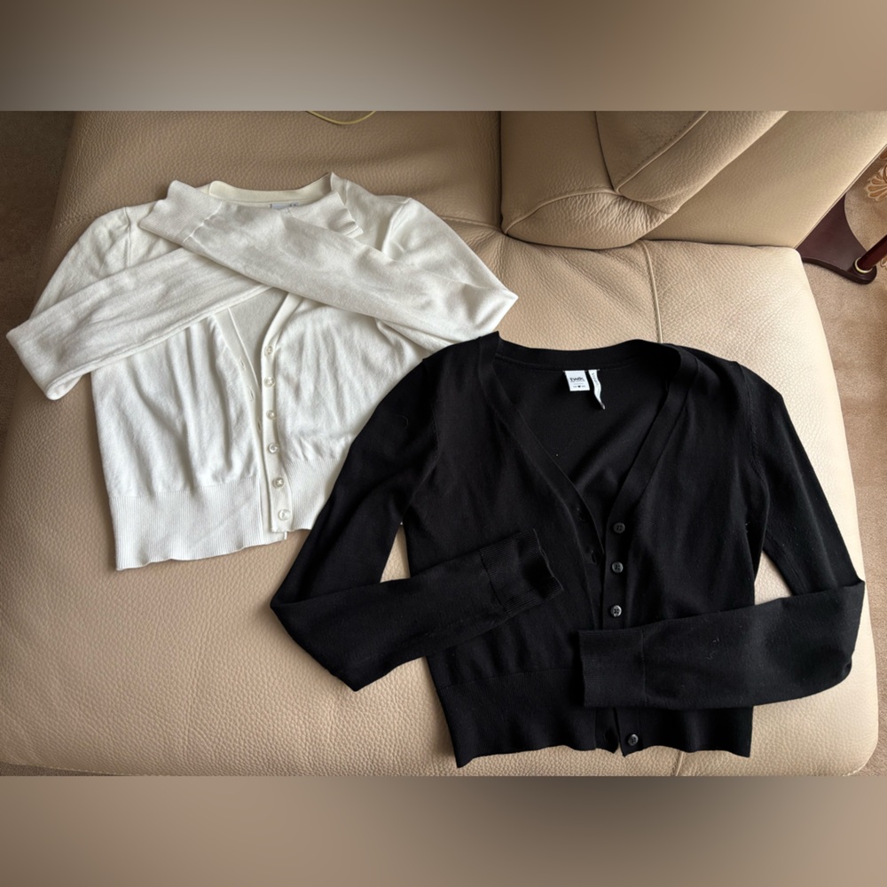 Twik Black and White Button-Up Cardigan Set